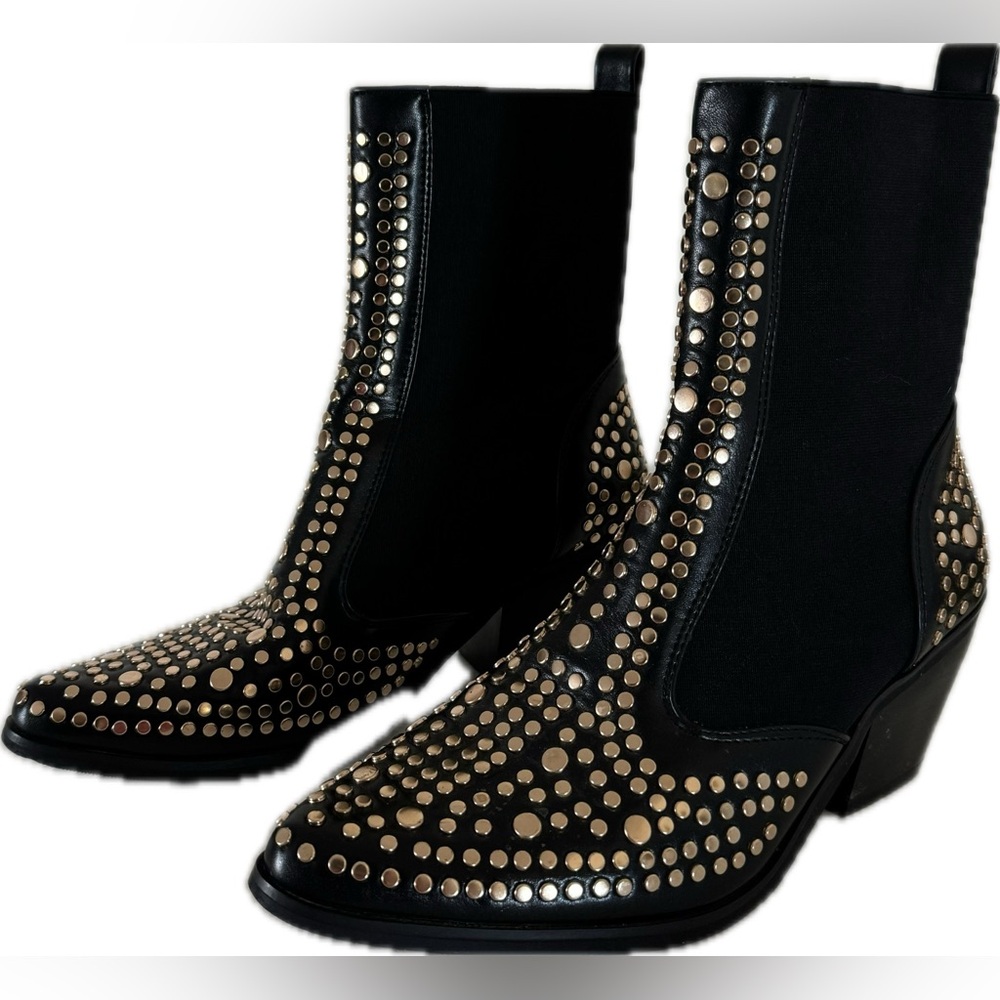 Black studded Faux leather Nasty Gal chelsea boots